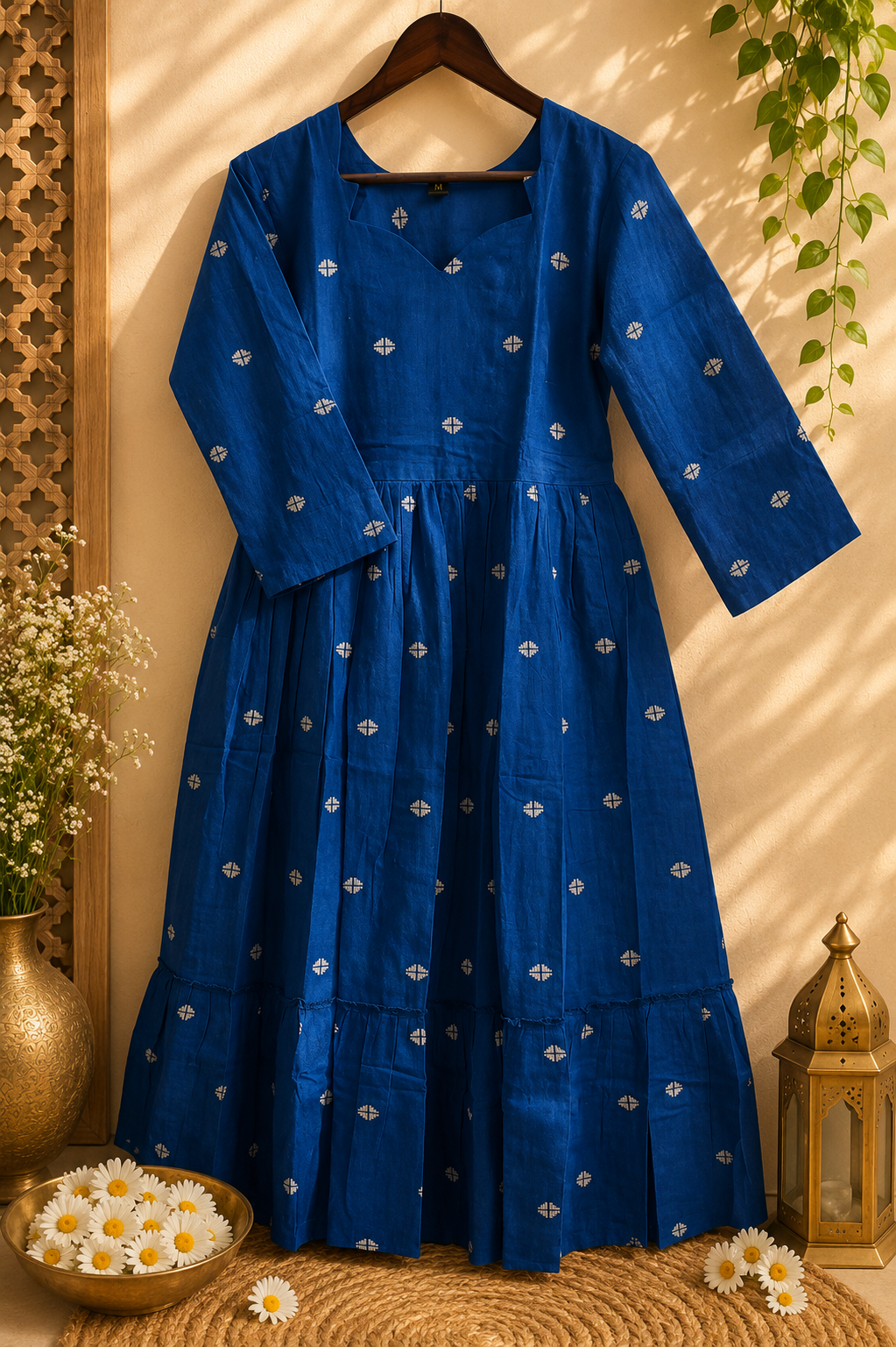 Royal Blue Cotton Dobby Frock